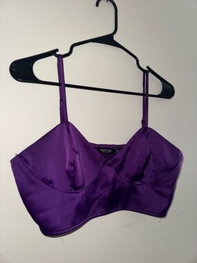 Nasty Gal Purple Satin Bralette Crop Top